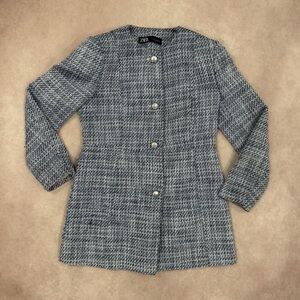 Zara Blue Tweed Peacoat Jacket | size large